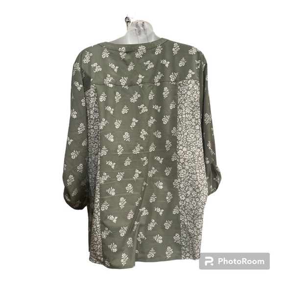 Croft & Barrow pullover top on Olive Green and white pattern size XL - Picture 2 of 10